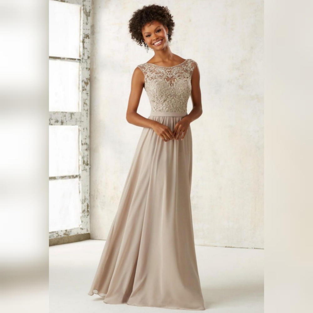 NWT, Unaltered Morilee Chiffon Bridesmaids Dress in Mint Green - Picture 10 of 12